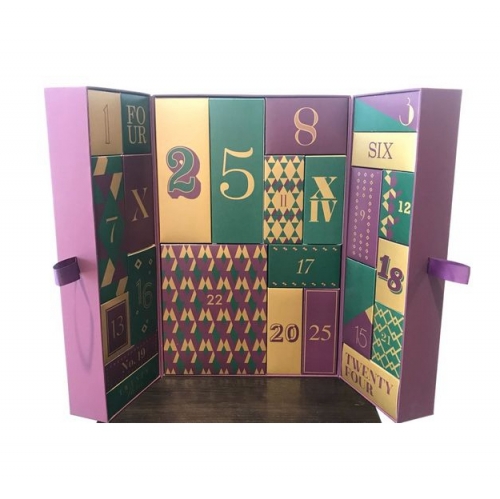China Factory Customized Wholesale Rectangular Cardboard Christmas Advent Calendar Beauty Packaging Gift Box