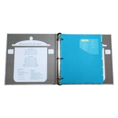 Custom Design Luxury 3 O- Ring Binder Recipe File Folder PP Plastic Classification Files Inset Postcard